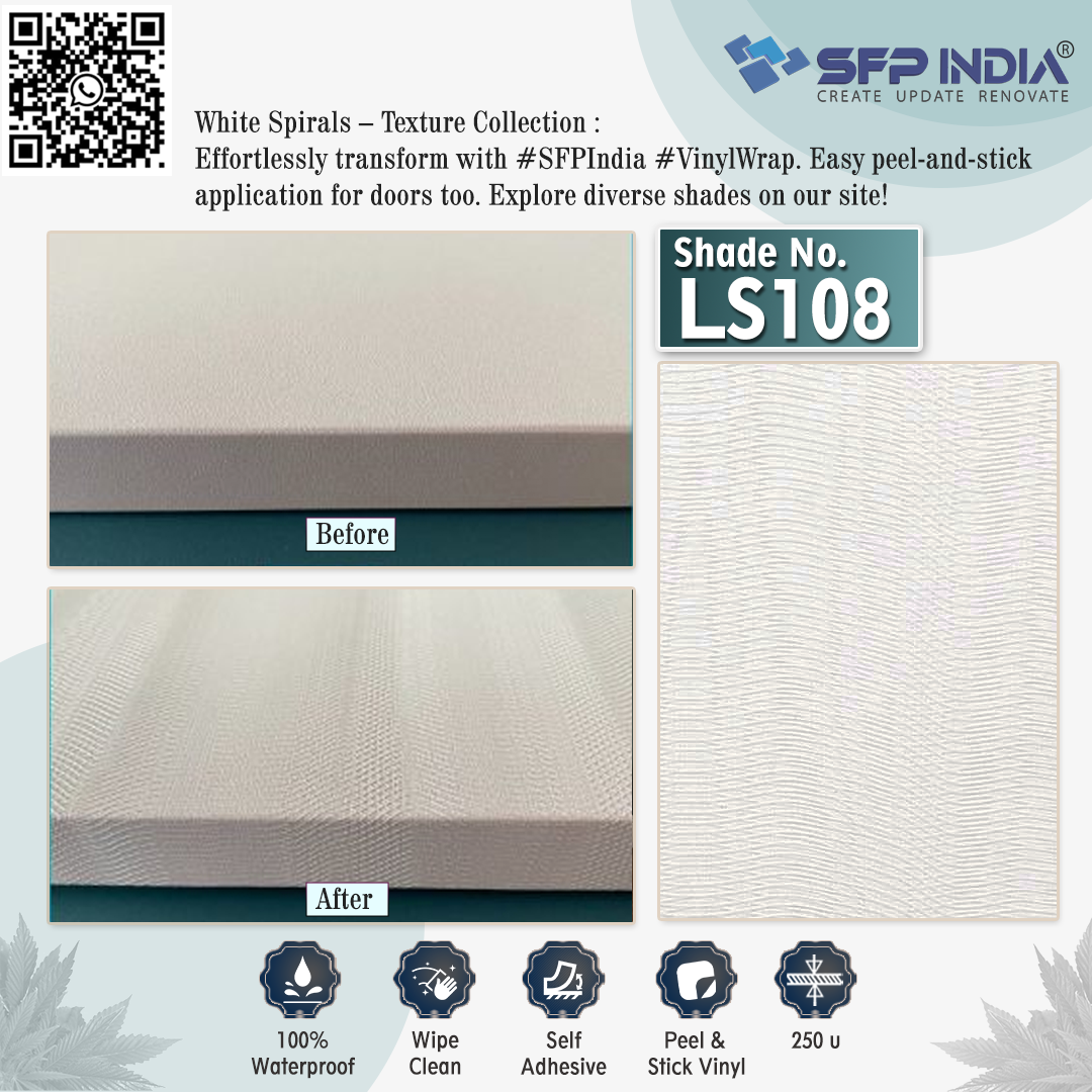 LS108 White Spirals Texture Collection Interior Film by SFP India
